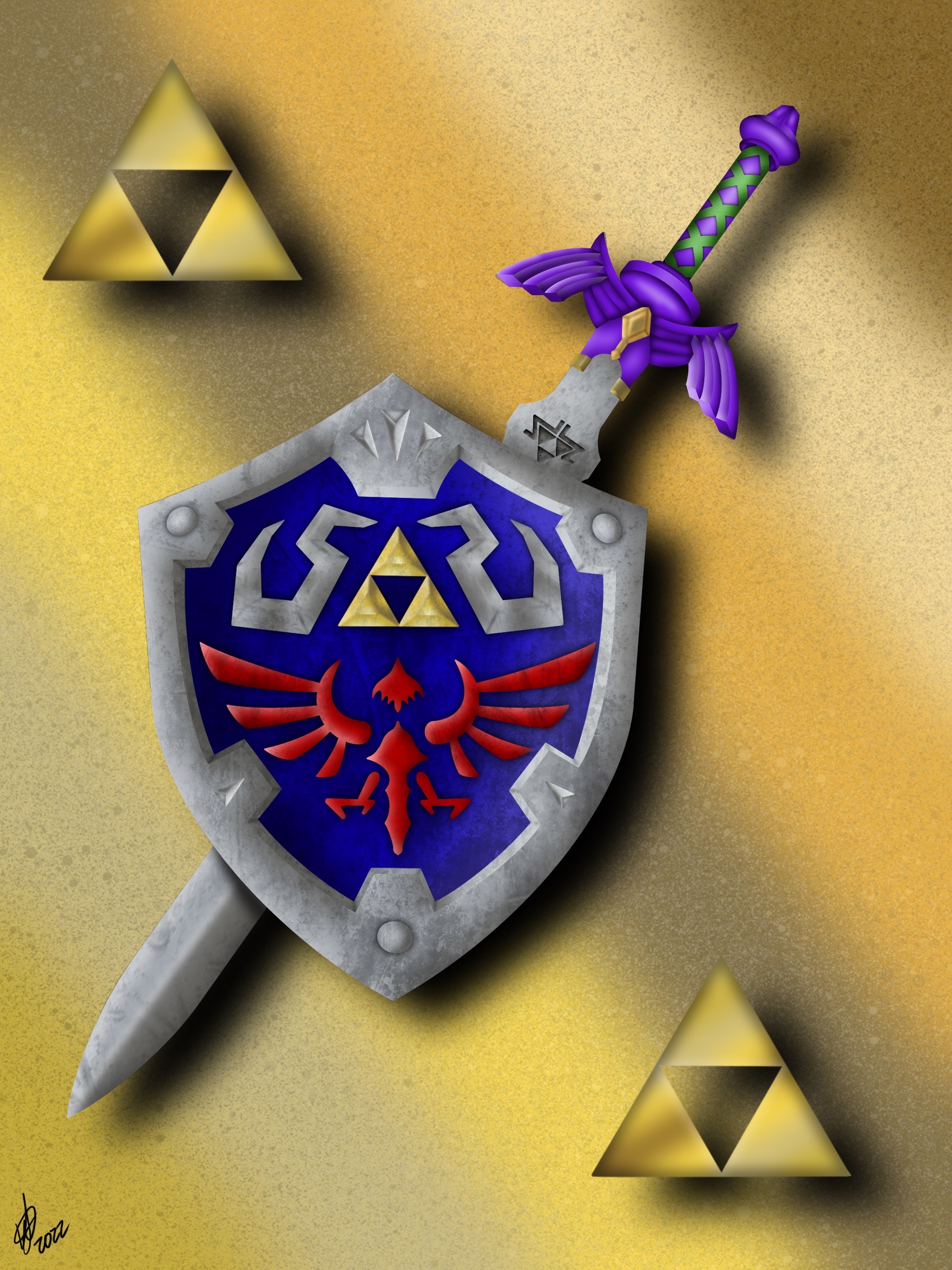 Master Sword And Hylian Shield Wallpaper