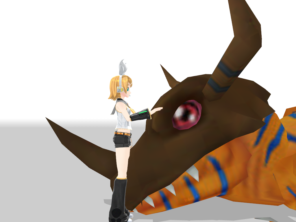 Greymon and Rin Kagamine