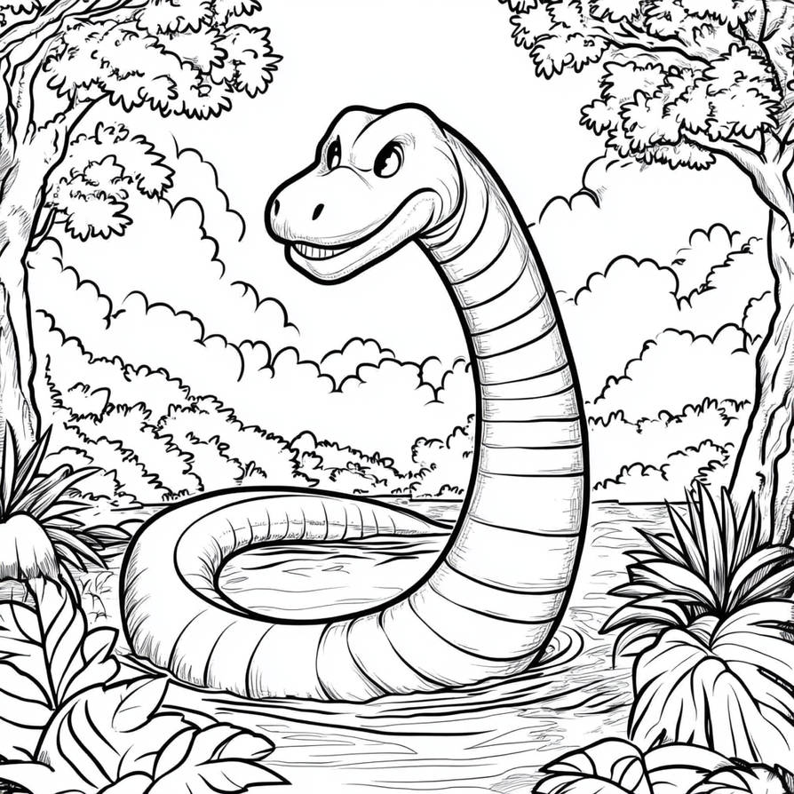 Nessy Colouring In Coloring Page 0f Nessie. by ArcaneTales on DeviantArt