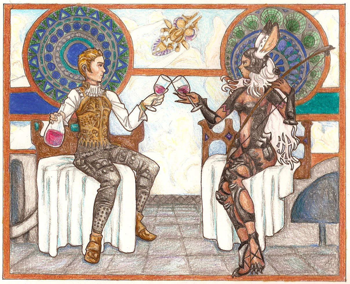 Mucha-style Balthier and Fran