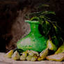 Green Vase with Pears