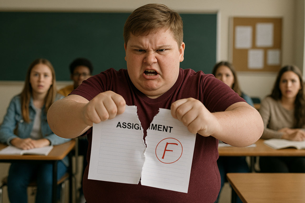 Fat kid rips his assignment by therandomer86 on DeviantArt