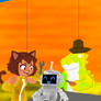 Kit and Gumigoo work on a robot