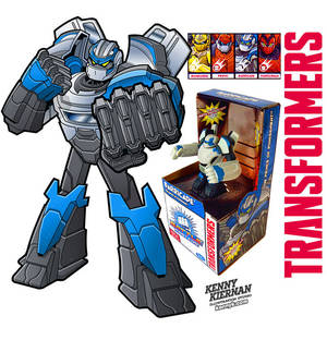 Transformers toy packaging art by Kenny Kiernan