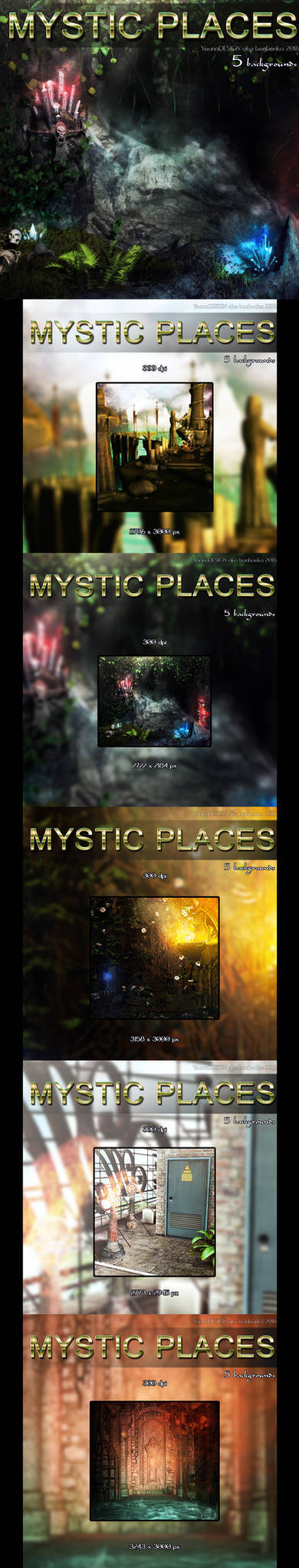 Mystic Places - 5 stock backgrounds pack