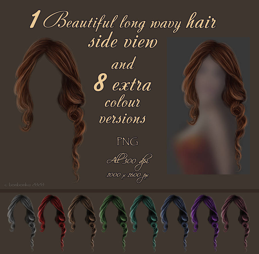 Painted Long Wavy Hair side view Stock by bonbonka on DeviantArt