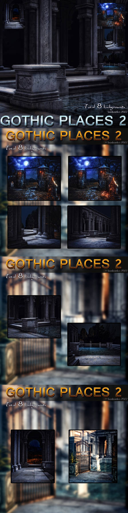 Gothic Places 2 - 8 Stock Backgrounds Pack