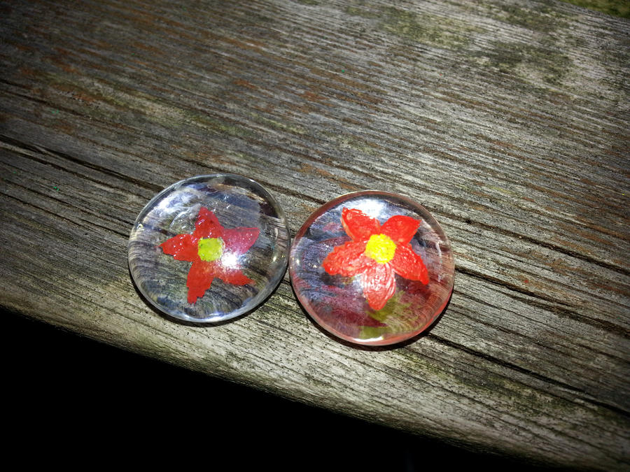 Glass globs first try flowers