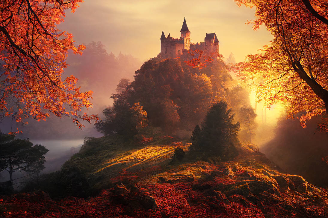 Castle on a cliff Autumn Season by Dedisun on DeviantArt