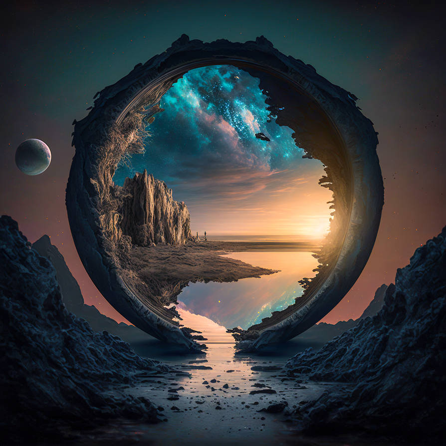 Premium Photo  A beautiful portal to another world a transition to another  space a portal between worlds
