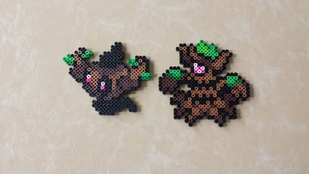 Phantump + Trevenant - Perler Bead Sprite Set by MaddogsCreations