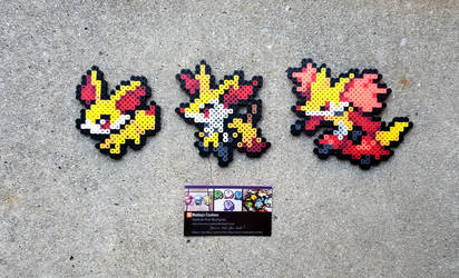 Fennekin Family - Pokemon Perler Bead Sprites by MaddogsCreations