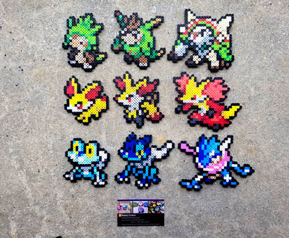 Kalos Starters - Pokemon Perler Bead Sprites