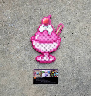 Pink Sundae - Food Perler Bead Sprite