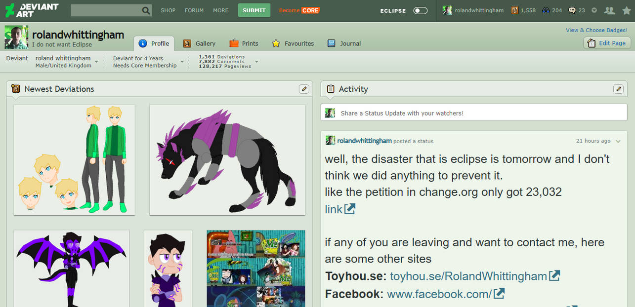 My Old Deviantart Layout before Eclipse Arrives by rolandwhittingham on ...