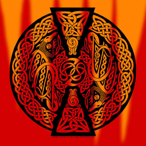 Celtic Knotwork Dragons - Fire