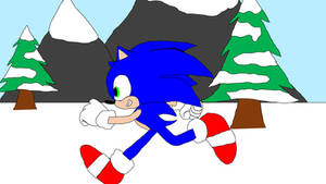 Sonic running in the snow