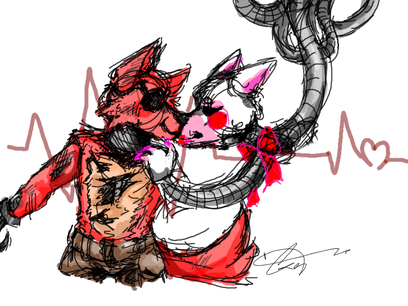 Withered Foxy And withered Chika, Suprise Kiss transparent background PNG  clipart