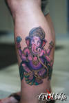 Colorful Ganesha Tattoo by ArtMakia