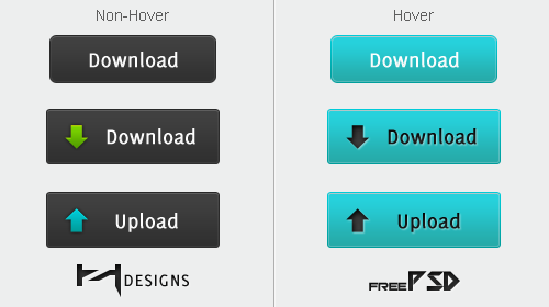 Download + Upload Buttons PSD