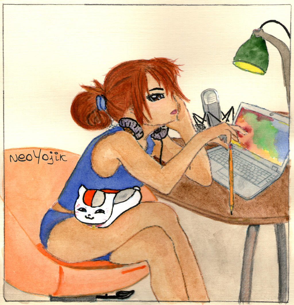 Daily life of nerdy girl (selfportrait)