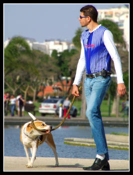 Dog Walking his Man