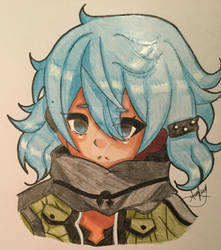 asada shino/sinon (chibi style)