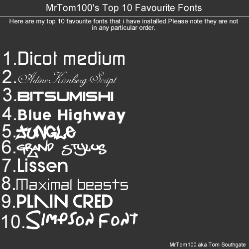 Top 10 fonts by MrTom100 on DeviantArt