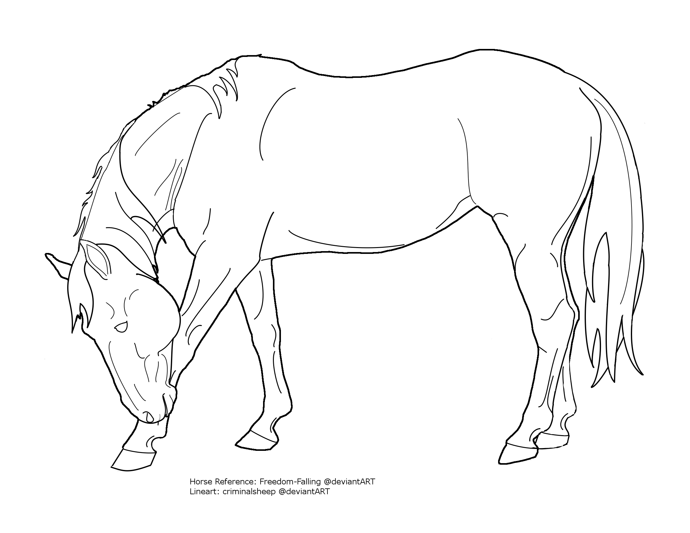 Bowing horse lineart