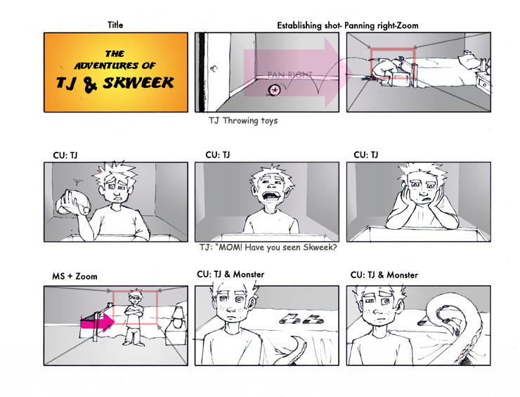 TJ and Skweek storyboards 1