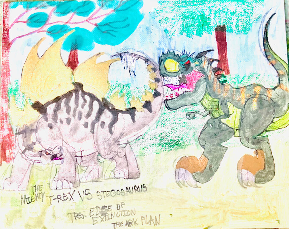 The Mighty T-Rex VS Stegosaurus by masonmdaythetrex on DeviantArt