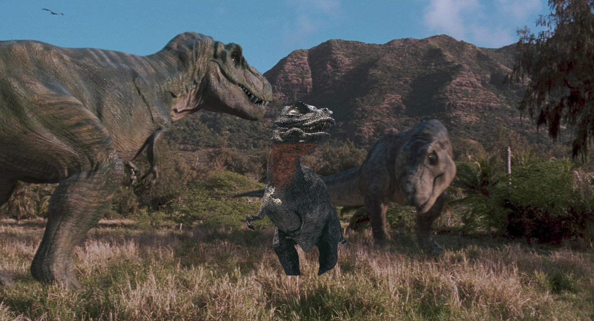 WWD T-rex hanging out with Buck and Doe by Hiattgrey411 on DeviantArt