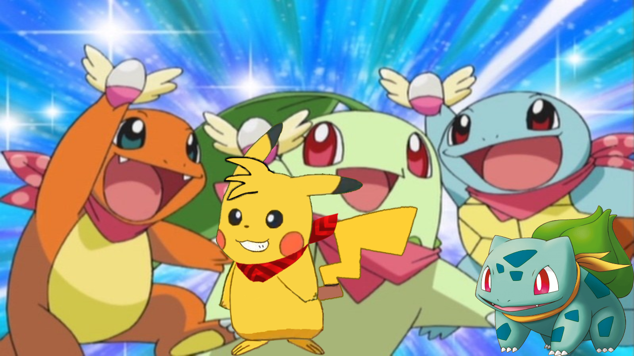 Colin the Pikachu red scarf Squirtle Charmander Ch