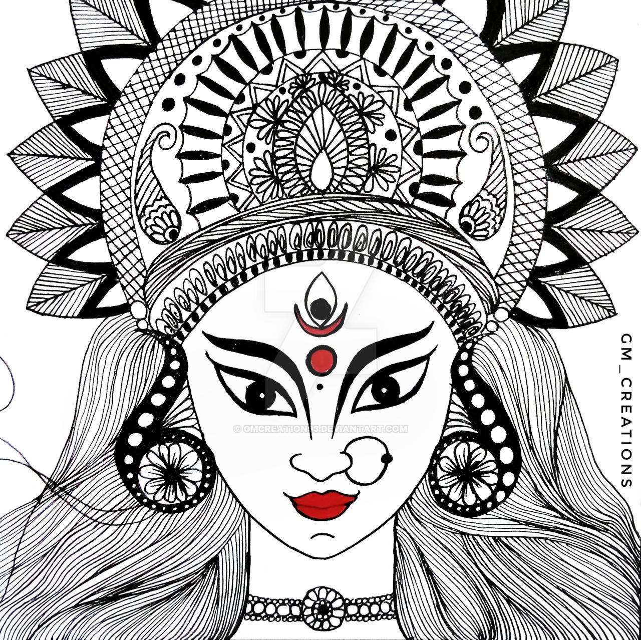 Maa Durga Drawing by GMCreations3 on DeviantArt