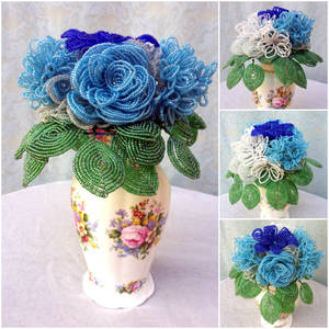 Something blue - A bouquet of beaded flowers by EverAfterArtisanry Something blue - A bouquet of beaded flowers by EverAfterArtisanry
