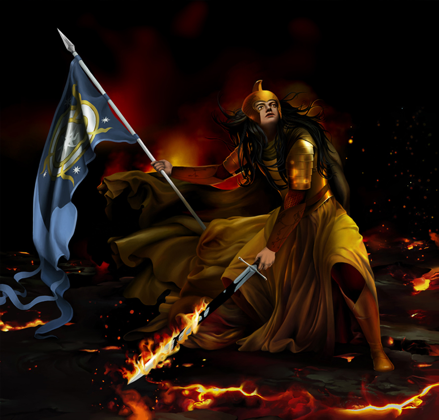 Fingon in a battle with the balrogs