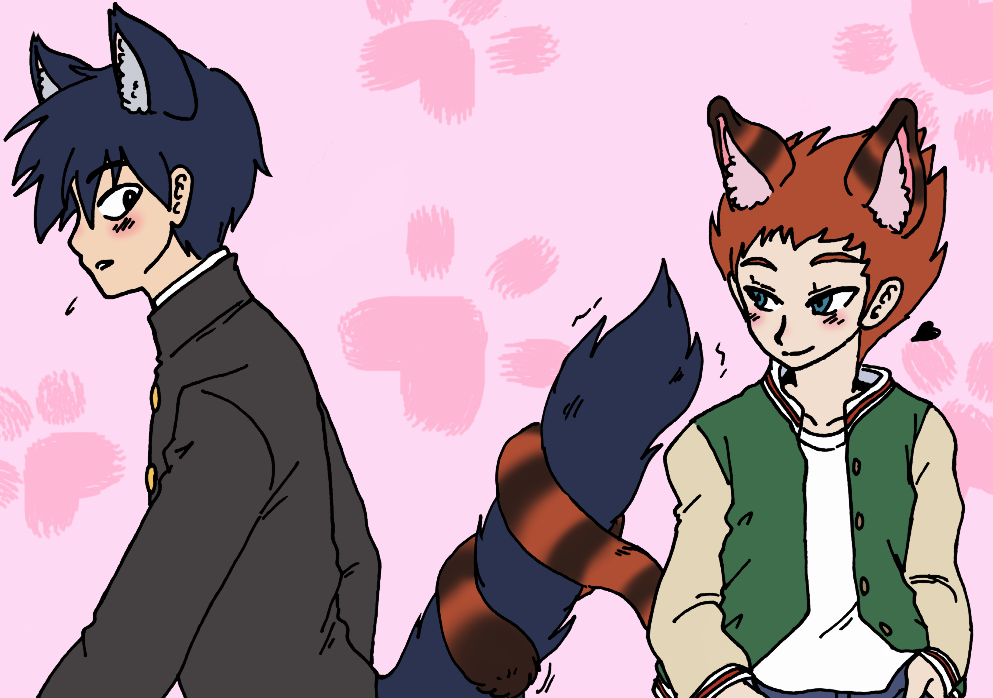 Mob Psycho 100 - Shou x Ritsu cat tail hold by Cloud-Kitsune on DeviantArt