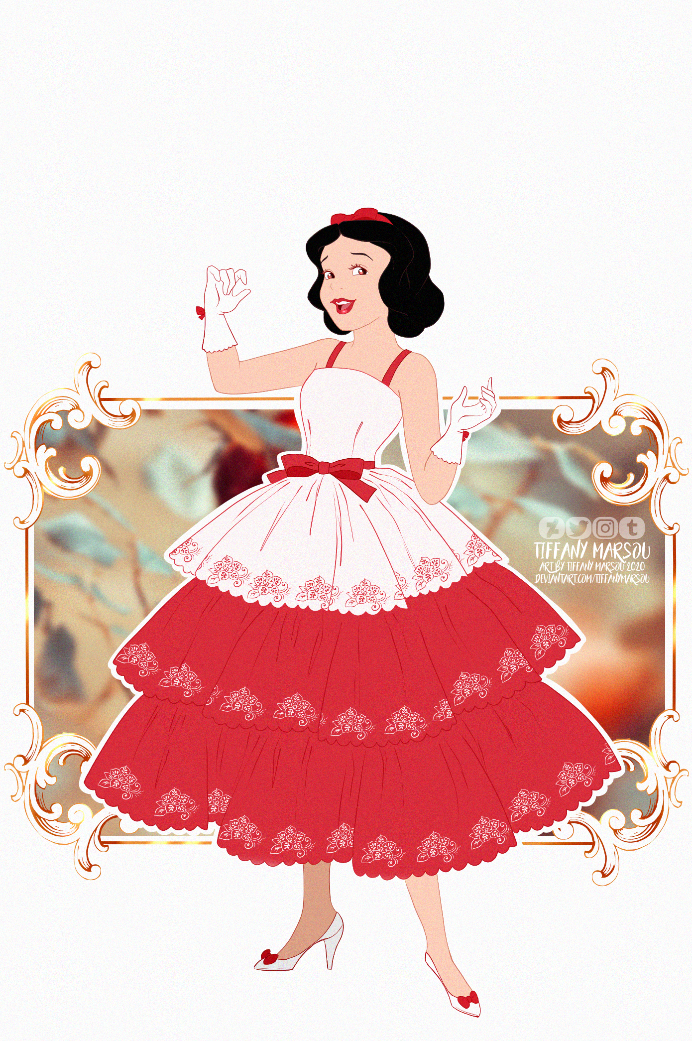 disney snow white red dress Recolored Snow White's Orange Dress! : r/disneyprincess