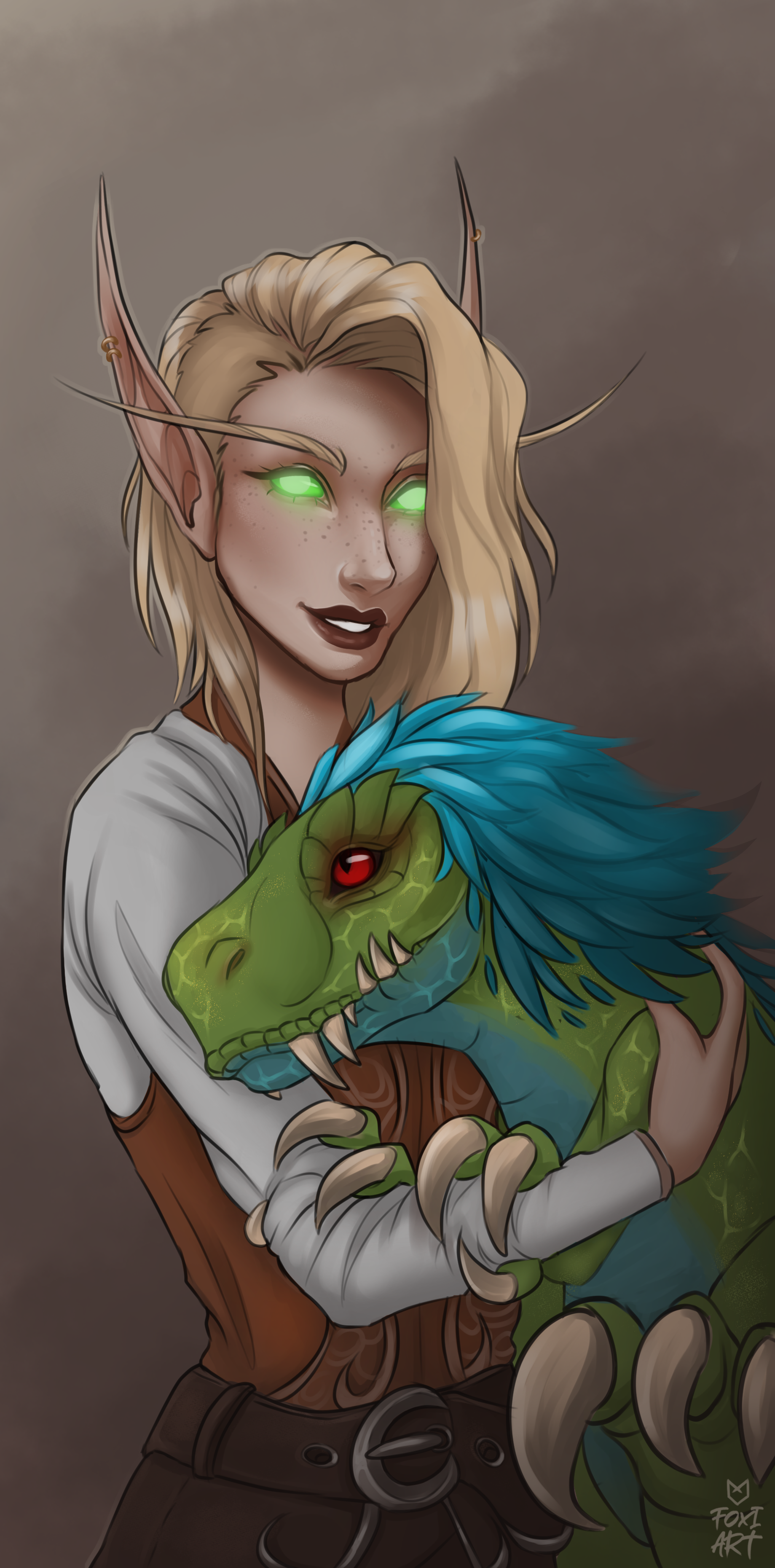 Blood Raptor Deviantart Commission: Bloodelf an her raptor by Foxiart on DeviantArt