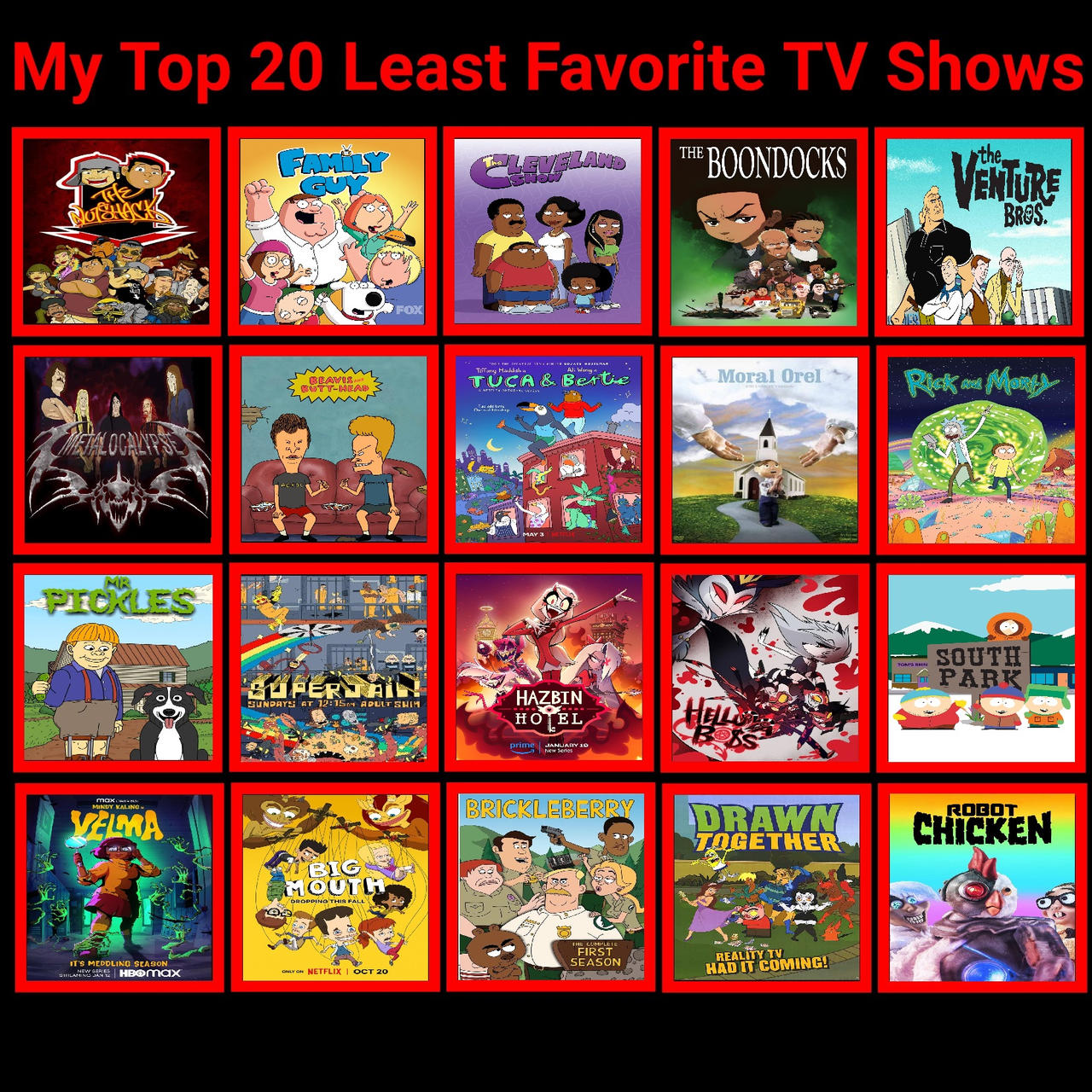 My Top 20 Least Favourite Adult TV Shows