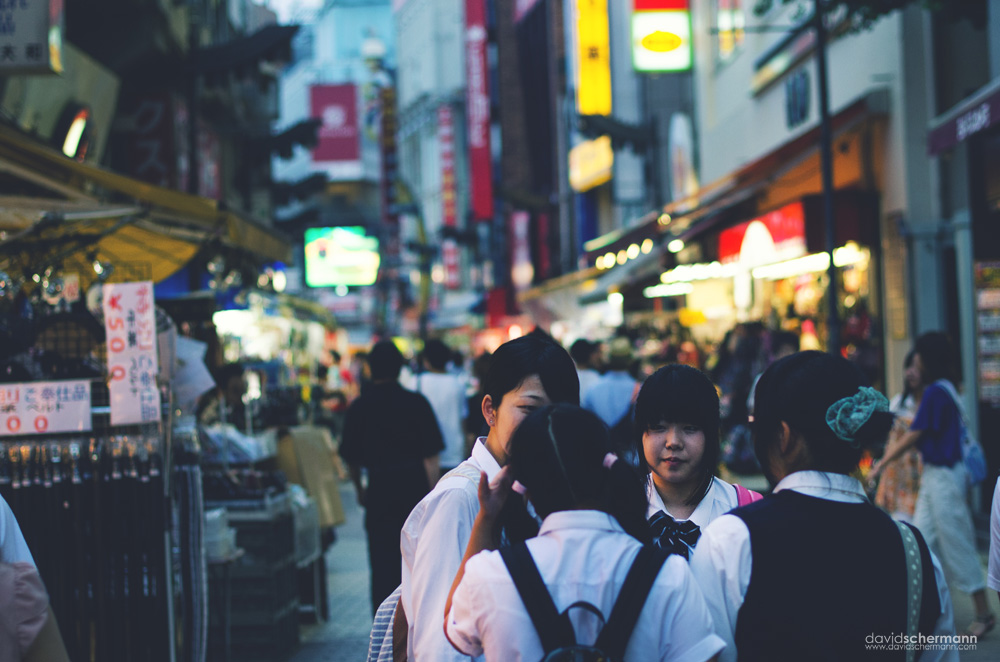 schoolgirls at Ameyoko market