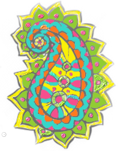 Blue Pink Yellow Green Paisley