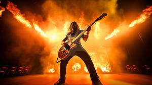 Fretboard Inferno: A Guitarist's Fiery Performance