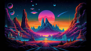Stellar Nostalgia: A Neon-Infused Spacewave Voyage