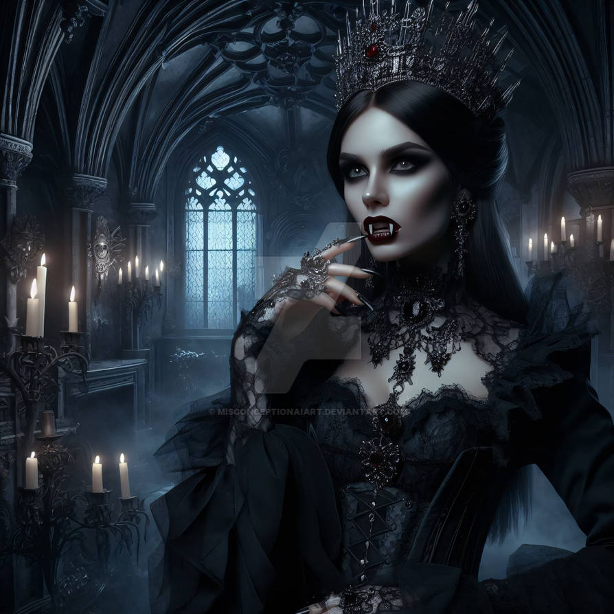 Gothic vampire queen in her dark castle by MisconceptionAIArt on DeviantArt