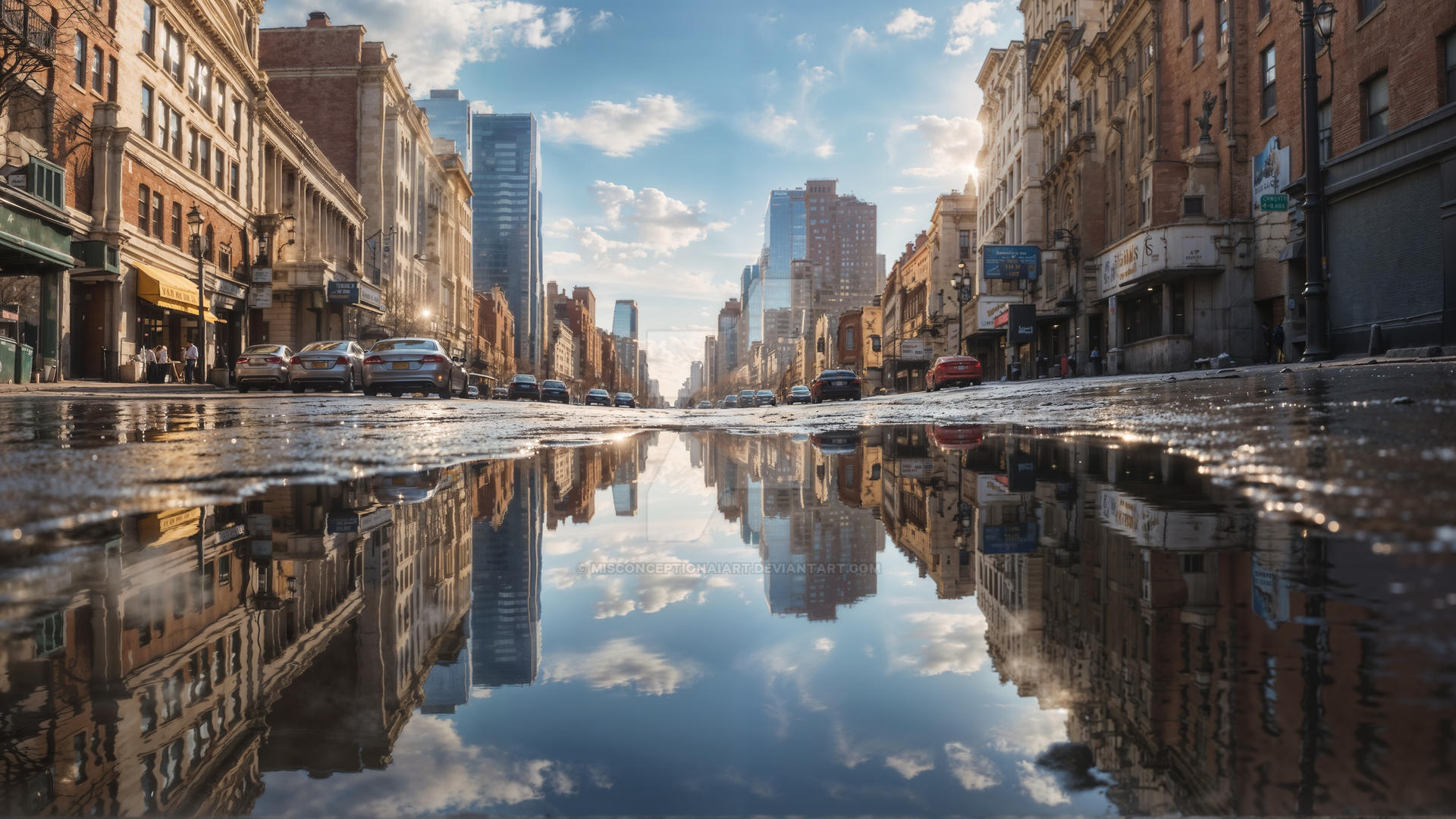 Puddle Ripple City Cityscape in a puddle by MisconceptionAIArt on DeviantArt