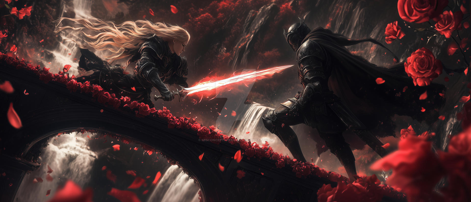 The Duel of the Crimson Roses by MisconceptionAIArt on DeviantArt
