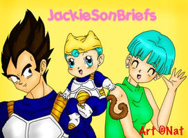 Jackie with her parents, Bulma  Vegeta 