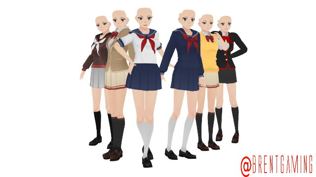 Yandere simulator - Female Bases by BozoBrenden on DeviantArt