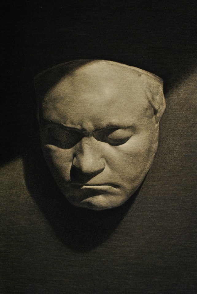 beethoven death mask cast in charcoal